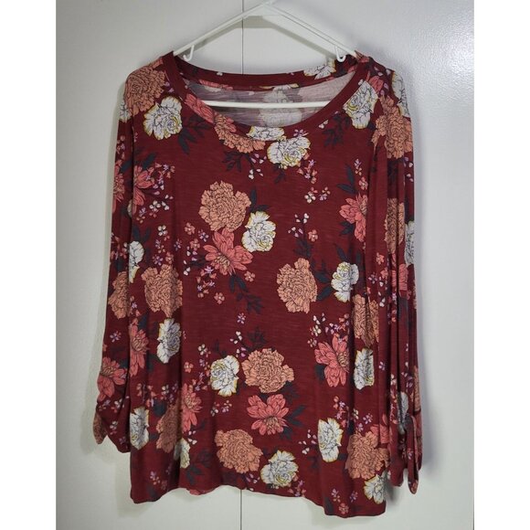 LOFT Tops - LOFT Outlet Women's Floral Top Shirt Knotted Sleeves Stretchy SZ LG